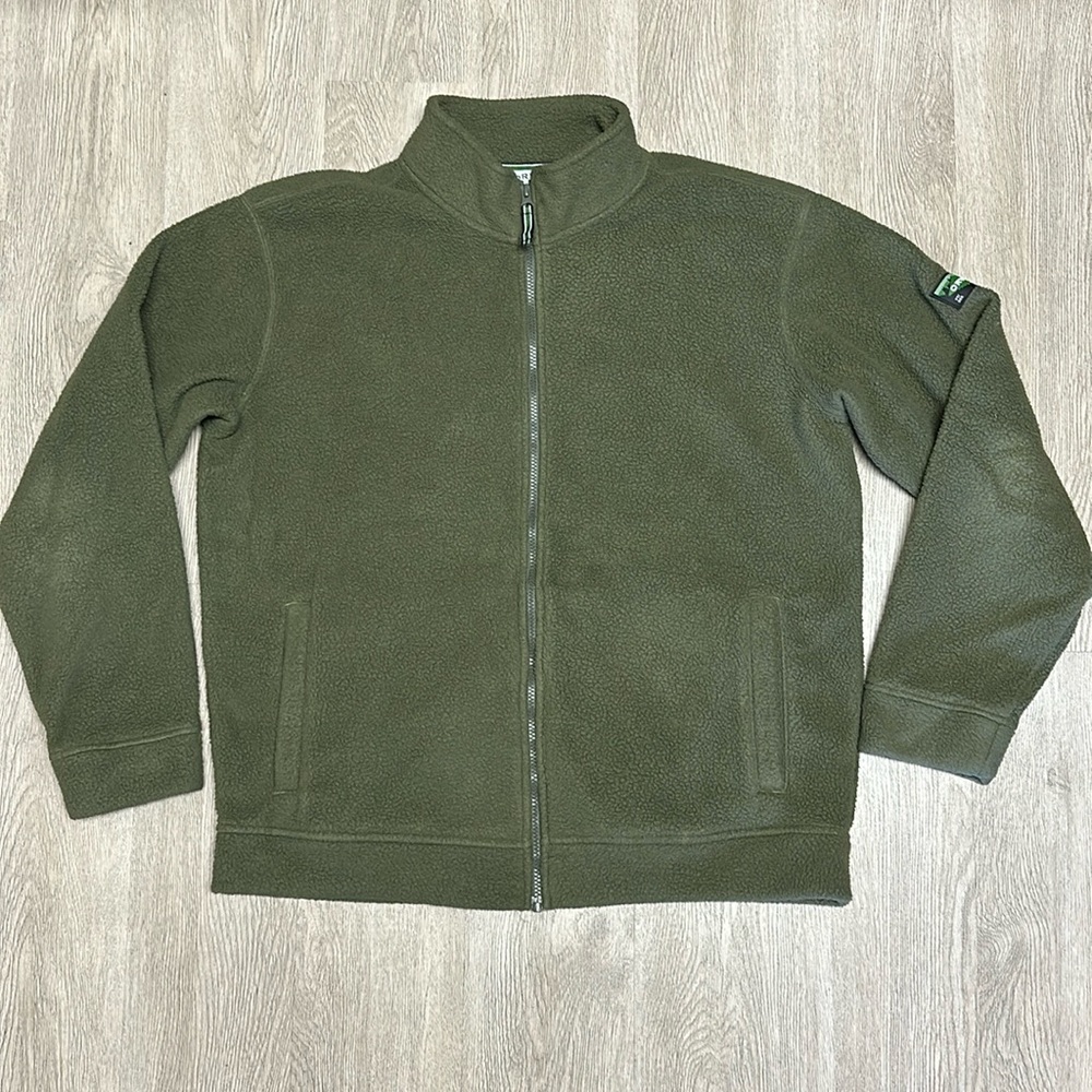 Men's Orvis green long sleeve fleece full zip sweater Large